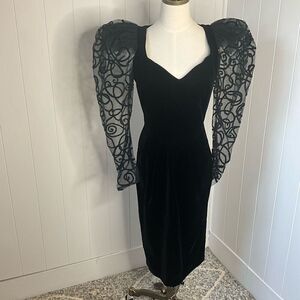 VTG 80s Climax Karen Okada for David Howard Womens Medium Dress Black Velvet